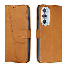 Funda de Cuero Cartera con Soporte Carcasa Y01X para Motorola Moto Edge Plus (2022) 5G Marron Claro