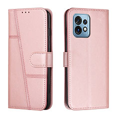 Funda de Cuero Cartera con Soporte Carcasa Y01X para Motorola Moto Edge Plus (2023) 5G Oro Rosa