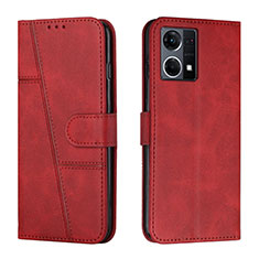 Funda de Cuero Cartera con Soporte Carcasa Y01X para Oppo F21s Pro 4G Rojo