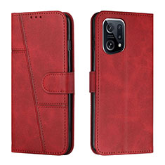 Funda de Cuero Cartera con Soporte Carcasa Y01X para Oppo Find X5 5G Rojo