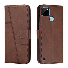 Funda de Cuero Cartera con Soporte Carcasa Y01X para Realme C21Y Marron