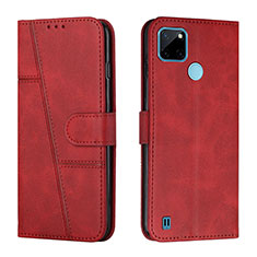 Funda de Cuero Cartera con Soporte Carcasa Y01X para Realme C25Y India Rojo