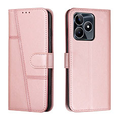 Funda de Cuero Cartera con Soporte Carcasa Y01X para Realme C53 Oro Rosa