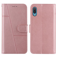 Funda de Cuero Cartera con Soporte Carcasa Y01X para Samsung Galaxy A02 Oro Rosa