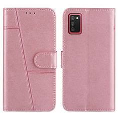 Funda de Cuero Cartera con Soporte Carcasa Y01X para Samsung Galaxy A03s Oro Rosa