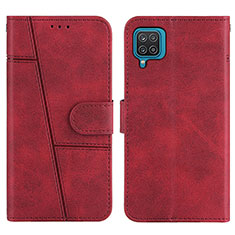 Funda de Cuero Cartera con Soporte Carcasa Y01X para Samsung Galaxy A12 Rojo