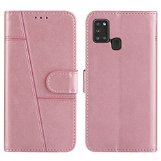 Funda de Cuero Cartera con Soporte Carcasa Y01X para Samsung Galaxy A21s Oro Rosa