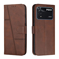 Funda de Cuero Cartera con Soporte Carcasa Y01X para Xiaomi Poco M4 Pro 4G Marron