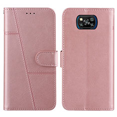 Funda de Cuero Cartera con Soporte Carcasa Y01X para Xiaomi Poco X3 NFC Oro Rosa