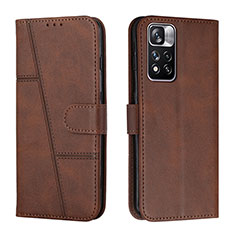 Funda de Cuero Cartera con Soporte Carcasa Y01X para Xiaomi Poco X4 NFC Marron