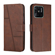 Funda de Cuero Cartera con Soporte Carcasa Y01X para Xiaomi Redmi 10 India Marron