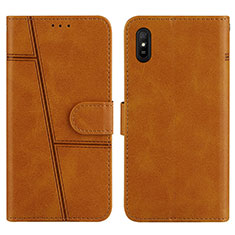 Funda de Cuero Cartera con Soporte Carcasa Y01X para Xiaomi Redmi 9A Marron Claro