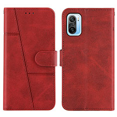 Funda de Cuero Cartera con Soporte Carcasa Y01X para Xiaomi Redmi K40 5G Rojo