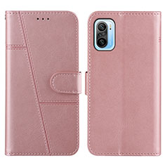 Funda de Cuero Cartera con Soporte Carcasa Y01X para Xiaomi Redmi K40 Pro+ Plus 5G Oro Rosa