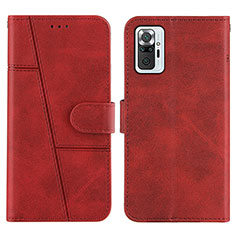 Funda de Cuero Cartera con Soporte Carcasa Y01X para Xiaomi Redmi Note 10 Pro 4G Rojo