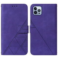 Funda de Cuero Cartera con Soporte Carcasa Y02B para Apple iPhone 13 Pro Max Morado