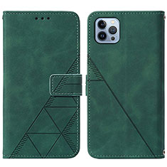 Funda de Cuero Cartera con Soporte Carcasa Y02B para Apple iPhone 13 Pro Max Verde