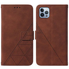 Funda de Cuero Cartera con Soporte Carcasa Y02B para Apple iPhone 14 Pro Max Marron