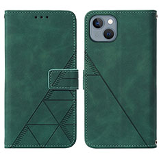 Funda de Cuero Cartera con Soporte Carcasa Y02B para Apple iPhone 15 Plus Verde