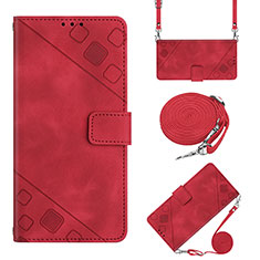 Funda de Cuero Cartera con Soporte Carcasa Y02B para Huawei Honor X6 Rojo