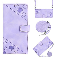 Funda de Cuero Cartera con Soporte Carcasa Y02B para Huawei Honor X9 5G Morado