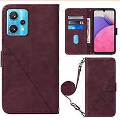 Funda de Cuero Cartera con Soporte Carcasa Y02B para Realme 9 4G Rojo