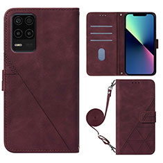 Funda de Cuero Cartera con Soporte Carcasa Y02B para Realme 9 5G India Rojo