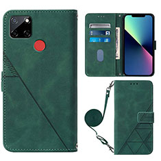 Funda de Cuero Cartera con Soporte Carcasa Y02B para Realme C12 Verde