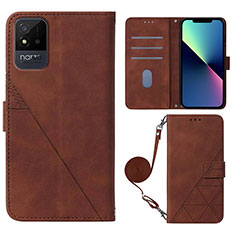 Funda de Cuero Cartera con Soporte Carcasa Y02B para Realme C20A Marron