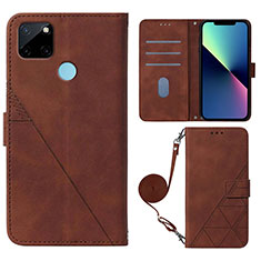 Funda de Cuero Cartera con Soporte Carcasa Y02B para Realme C21Y Marron