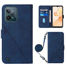 Funda de Cuero Cartera con Soporte Carcasa Y02B para Realme C31 Azul