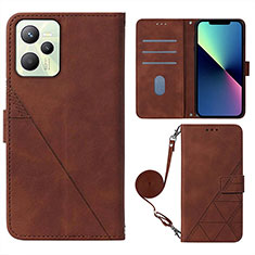 Funda de Cuero Cartera con Soporte Carcasa Y02B para Realme C35 Marron