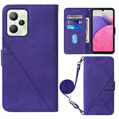 Funda de Cuero Cartera con Soporte Carcasa Y02B para Realme C35 Morado