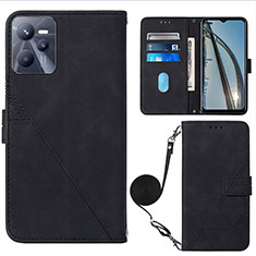 Funda de Cuero Cartera con Soporte Carcasa Y02B para Realme C35 Negro