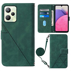 Funda de Cuero Cartera con Soporte Carcasa Y02B para Realme C35 Verde