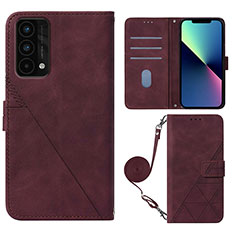 Funda de Cuero Cartera con Soporte Carcasa Y02B para Realme GT Master 5G Rojo