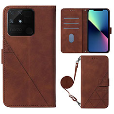 Funda de Cuero Cartera con Soporte Carcasa Y02B para Realme Narzo 50A Marron