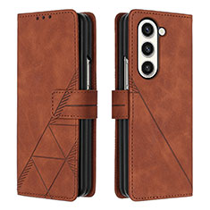 Funda de Cuero Cartera con Soporte Carcasa Y02B para Samsung Galaxy Z Fold5 5G Marron