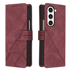 Funda de Cuero Cartera con Soporte Carcasa Y02B para Samsung Galaxy Z Fold5 5G Rojo Rosa