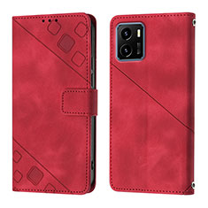 Funda de Cuero Cartera con Soporte Carcasa Y02B para Vivo iQOO U5x Rojo