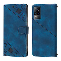 Funda de Cuero Cartera con Soporte Carcasa Y02B para Vivo V21e 4G Azul