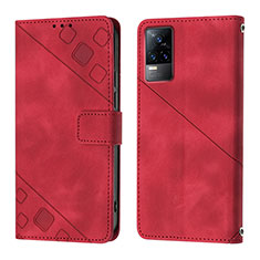 Funda de Cuero Cartera con Soporte Carcasa Y02B para Vivo V21e 4G Rojo