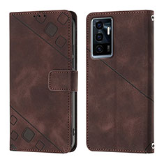 Funda de Cuero Cartera con Soporte Carcasa Y02B para Vivo V23e 5G Marron