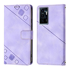 Funda de Cuero Cartera con Soporte Carcasa Y02B para Vivo V23e Purpura Claro