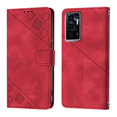 Funda de Cuero Cartera con Soporte Carcasa Y02B para Vivo V23e Rojo