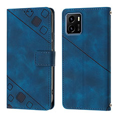 Funda de Cuero Cartera con Soporte Carcasa Y02B para Vivo Y01A Azul