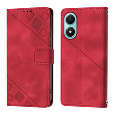 Funda de Cuero Cartera con Soporte Carcasa Y02B para Vivo Y02S Rojo