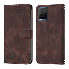 Funda de Cuero Cartera con Soporte Carcasa Y02B para Vivo Y21a Marron