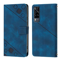 Funda de Cuero Cartera con Soporte Carcasa Y02B para Vivo Y51 (2021) Azul