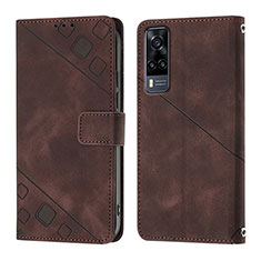 Funda de Cuero Cartera con Soporte Carcasa Y02B para Vivo Y51A Marron